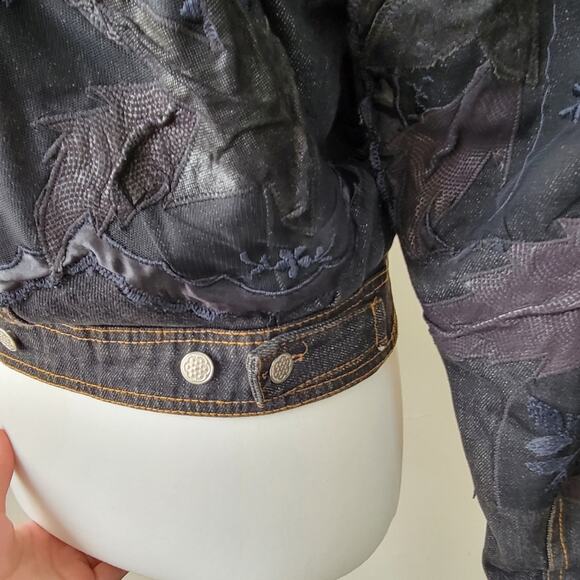 Place Vendome Vintage Demin Patchwork Art to Wear Jacket - Picture 10 of 12